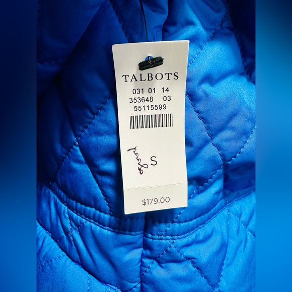 Talbots blue quilted Jacket. Size small. New with tags - Picture 4 of 6